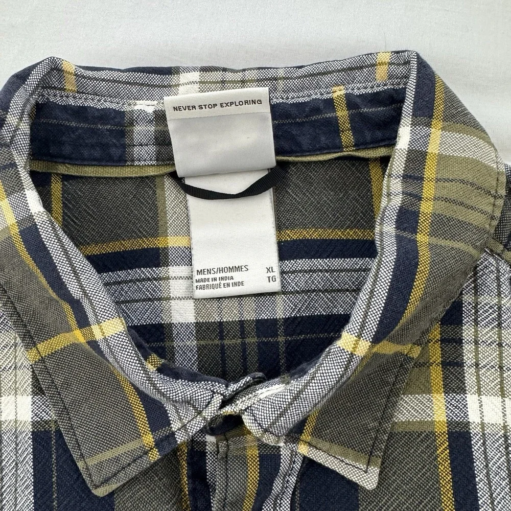 The North Face Men's XL Plaid Flannel Shirt Blue Brown Long Sleeve Button Up